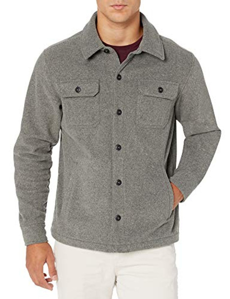AMAZON ESSENTIALS MEN'S LONG-SLEEVE POLAR FLEECE SHIRT JACKET, SIZE M - CHARCOAL New AMAZON ESSENTIALS MEN'S LONG-SLEEVE POLAR FLEECE SHIRT JACKET, SIZE M - CHARCOAL New