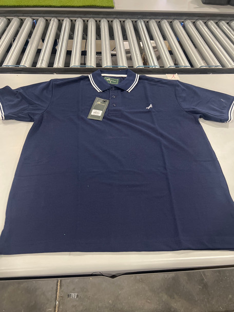 TIGER WOLF 3 BUTTON POLO SHIRT - SIZE: MEN L - NAVY WHITE New TIGER WOLF 3 BUTTON POLO SHIRT - SIZE: MEN L - NAVY WHITE New