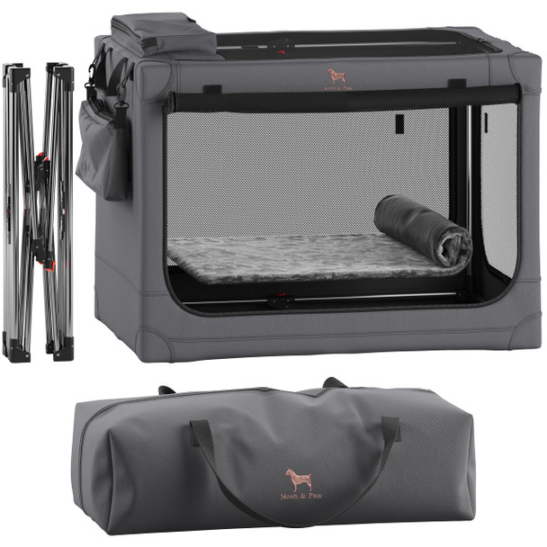 NOAH & PAW COLLAPSIBLE DOG CRATE 30 INCHES, LARGE MEDIUM BREED - GRAY