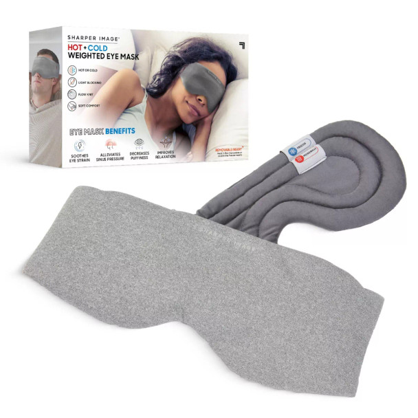 SHARPER IMAGE HOT AND COLD WEIGHTED EYE MASK POLYESTER RELAXATION THERAPY - GRAY