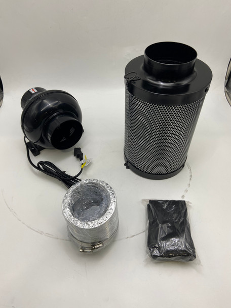 IPOWER POWER 4INCH INLINE FAN AIR CARBON FILTER DUCTING SET - BLACK