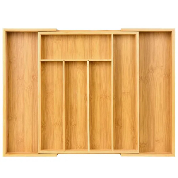 WELPSON EXPANDABLE DRAWER ORGANIZER FOR KITCHEN STORAGES, NATURAL WOOD