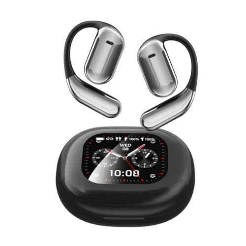 JUNJIEUNVO Q16 PRO EARBUDS WITH 70 HOUR BLUETOOTH 5.4, EAR HOOKS - GRAY/WHITE