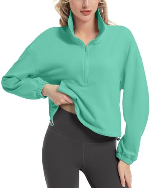 FKEEP QUARTER ZIP PULLOVER WOMEN CROPPED TOP SZ XL ZGREEN A New FKEEP QUARTER ZIP PULLOVER WOMEN CROPPED TOP SZ XL ZGREEN A New