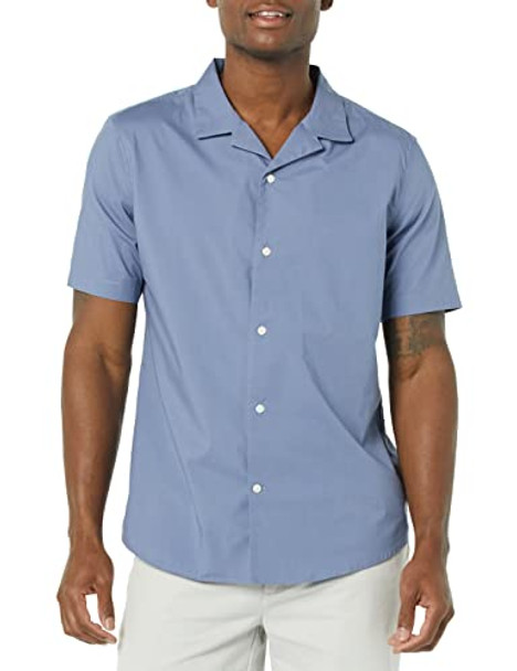 Amazon Essentials Men's Vacation Cotton Button-Down Shirt,Blue, Size L New Amazon Essentials Men's Vacation Cotton Button-Down Shirt,Blue, Size L New