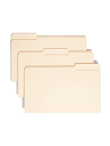 SMEAD FILE FOLDER WITH PROTECTION 1/3-CUT TAB LEGAL SIZE MANILA 100 PER BOX New
