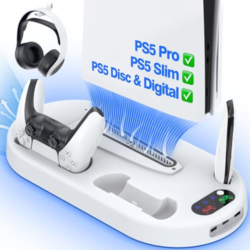 AMZDM COOLING STATION PS5 SLIM STAND PS5 PRO COOLING FAN - OFF WHITE