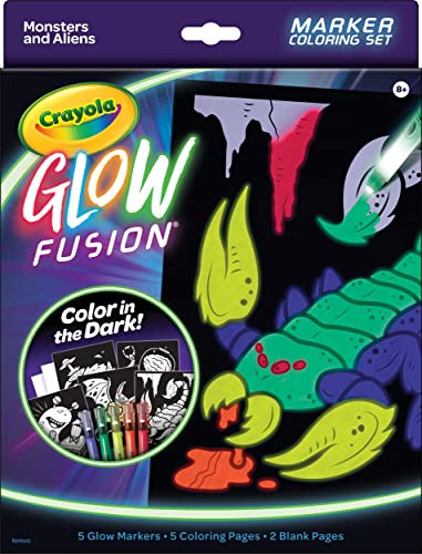 CRAYOLA GLOW FUSION GLOW IN THE DARK COLORING SET MARKERS - 74-7492 New