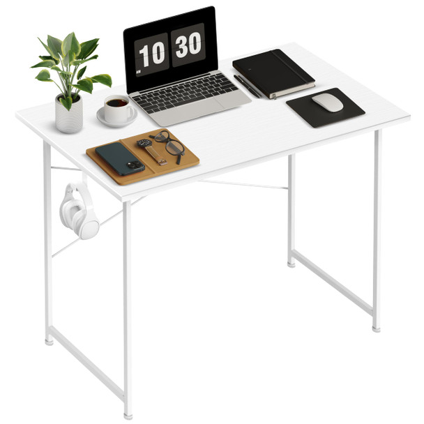 HEALSMART HOME OFFICE COMPUTER DESK MODERN HEADPHONE HOOKS 32" - WHITE