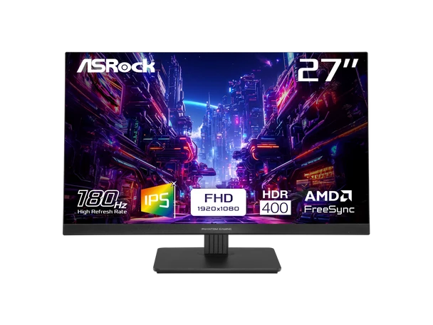 ASRock Phantom Gaming 27" Full HD 180Hz IPS with AMD FreeSync 1ms HDR400 Gaming