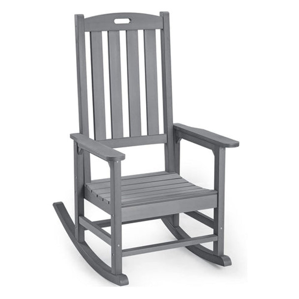 QOMOTOP PATIO OVERSIZED ROCKING CHAIR OUTDOOR WEATHER RESISTANT - GRAY