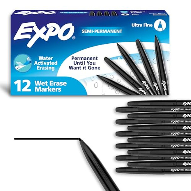 EXPO VISA VIS WET ERASE MARKERS FINE POINT BLACK 12-PACK 16001A - BLACK EXPO VISA VIS WET ERASE MARKERS FINE POINT BLACK 12-PACK 16001A - BLACK