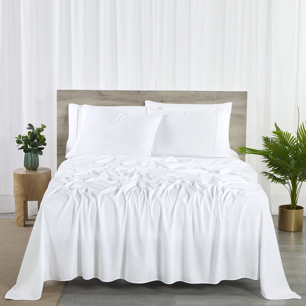 BIBB HOME 2000 COUNT 6-PIECE RAYON FROM BAMBOO SHEET SET - KING - WHITE New