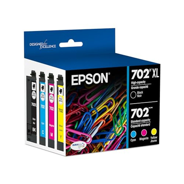 EPSON 702 DURABrite Ultra Ink High Capacity Black & Standard Color T702XL-BCS New EPSON 702 DURABrite Ultra Ink High Capacity Black & Standard Color T702XL-BCS New