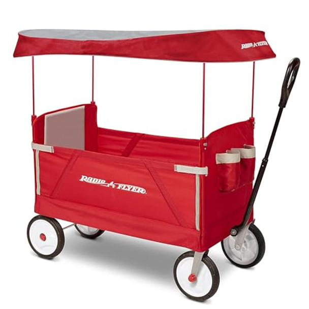 RADIO FLYER FOLDABLE WAGON KIDS ROLLING CART BABY STROLLER BEACH CART - RED New