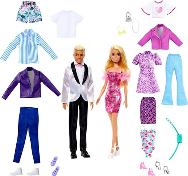 Barbie & Ken Doll Set with 2 Fashion Dolls, Clothes & Accessories HKB10 - MULTI New Barbie & Ken Doll Set with 2 Fashion Dolls, Clothes & Accessories HKB10 - MULTI New