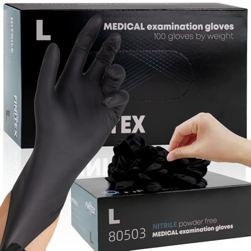FINITEX BLACK NITRILE DISPOSABLE GLOVES 5MIL POWDER-FREE MEDICAL EXAM (LARGE) New