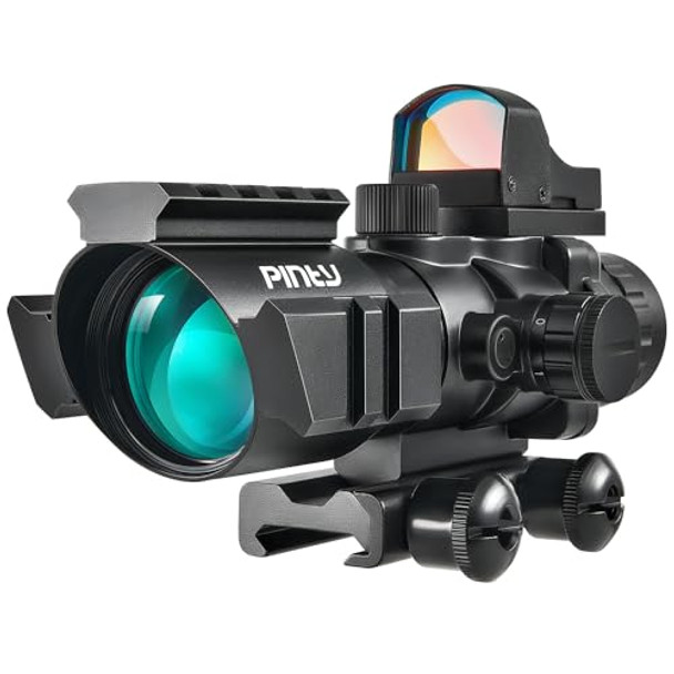 PINTY 4X32 RIFLE SCOPE 3 MOA COMBO RED ILLUMINATED PINTY-BLK - BLACK PINTY 4X32 RIFLE SCOPE 3 MOA COMBO RED ILLUMINATED PINTY-BLK - BLACK