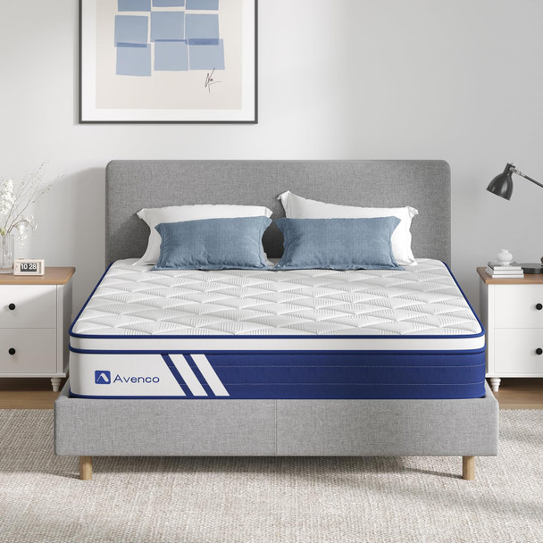AVENCO KING MATTRESS 12 INCH KING SIZE MEDIUM FIRM CERTIPUR-US - WHITE