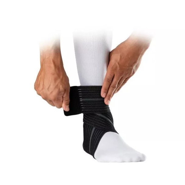 MCDAVID SPORT ANKLE SLEEVE WITH WRAP SUPPORT S/M - BLACK
