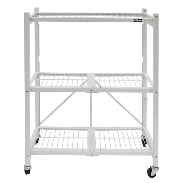 ORIGAMI 3-TIER FOLDABLE STORAGE SHELVES, HEAVY DUTY SHELF RACK UNIT - WHITE