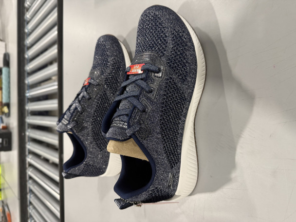 SKECHERS BOBS SPORTS SPARKLE KNIT LACE-UP SNEAKERS - SIZE: WOMEN 11 - NAVY New