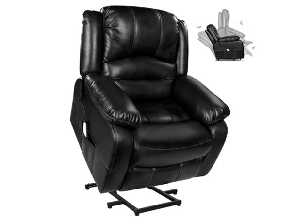 QOMOTOP POWER LIFT FAUX LEATHER RECLINER CHAIR - BLACK
