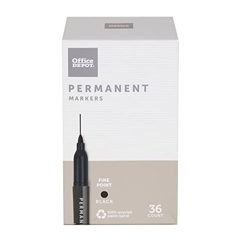 OFFICE DEPOT BRAND PERMANENT MARKERS FINE POINT 100% RECYCLED PLASTIC BARREL