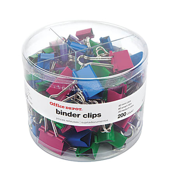 OFFICE DEPOT BINDER CLIP COMBO PACK, ASSORTED SIZES, ASSORTED COLORS,PACK OF 200 New OFFICE DEPOT BINDER CLIP COMBO PACK, ASSORTED SIZES, ASSORTED COLORS,PACK OF 200 New