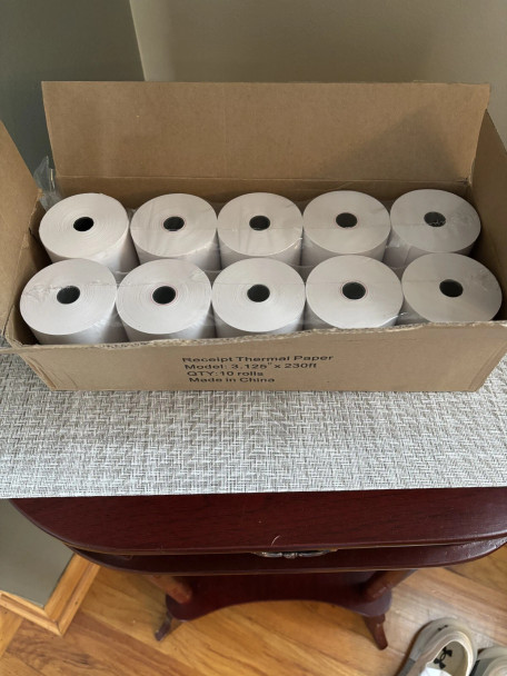 THERMAL PAPER 10 ROLLS 3.125" X 230 FEET CASH REGISTER PAPER - WHITE New THERMAL PAPER 10 ROLLS 3.125" X 230 FEET CASH REGISTER PAPER - WHITE New