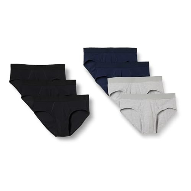 AECT45M7 AMAZON ESSENTIALS Men Brief Underwear 5-Pack Black/Navy/Gray Heather XL New AECT45M7 AMAZON ESSENTIALS Men Brief Underwear 5-Pack Black/Navy/Gray Heather XL New