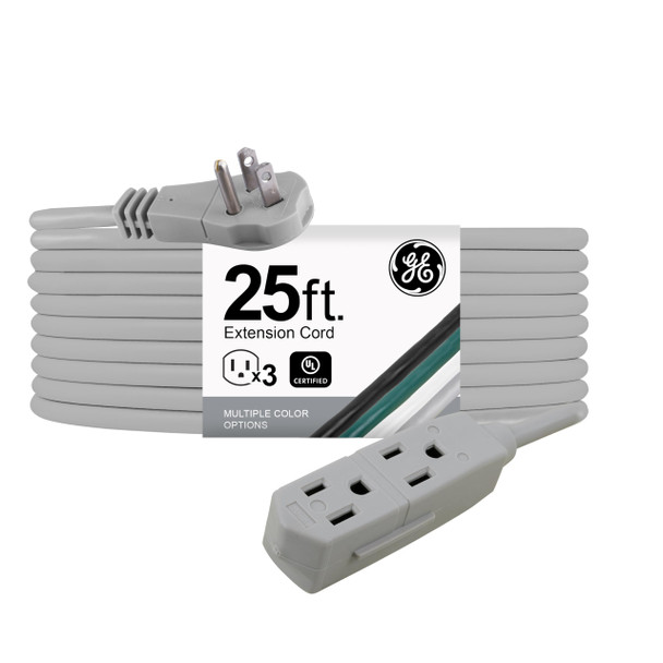 GE STORE GE 3-OUTLET FLAT EXTENSION CORD 25 FT 43025 - GRAY