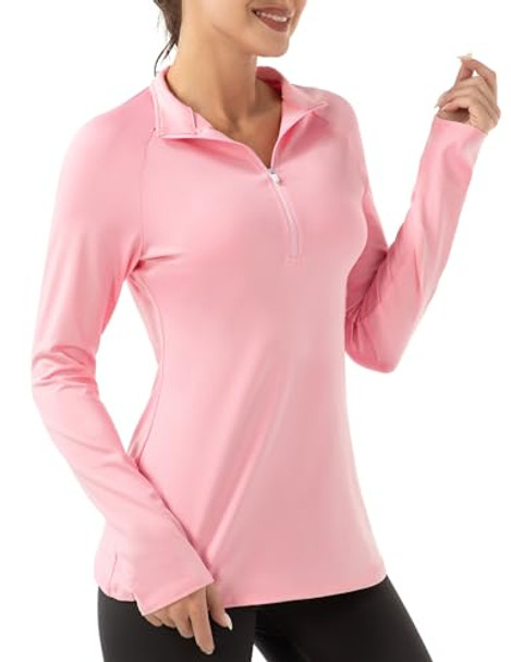 Fkeep Women's Polo Shirts Long Sleeve UPF 50+ Workout Tops V Neck Coral Pink XL New Fkeep Women's Polo Shirts Long Sleeve UPF 50+ Workout Tops V Neck Coral Pink XL New