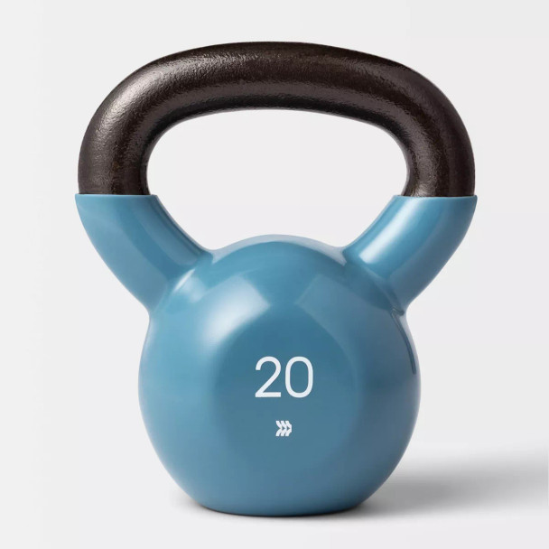 ALL IN MOTION KETTLEBELL 20LB IRON WEIGHT FOR LEGS & UPPER BACK - BLUE