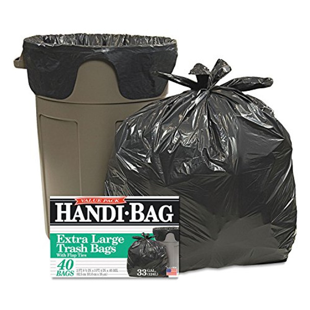 Handi-Bag HAB6FTL40 Super Value Pack Trash Bags, 33gal, .65mil, 32.5 x 40, Black New Handi-Bag HAB6FTL40 Super Value Pack Trash Bags, 33gal, .65mil, 32.5 x 40, Black New