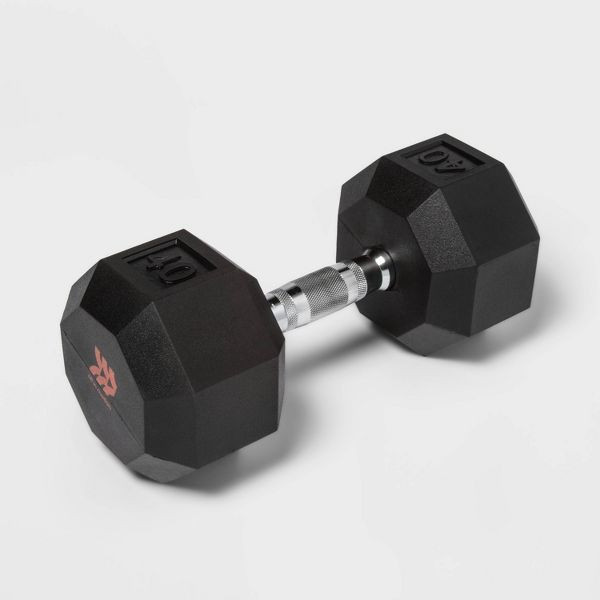 ALL IN MOTION HEX DUMBBELL 40LBS - BLACK/CHROME