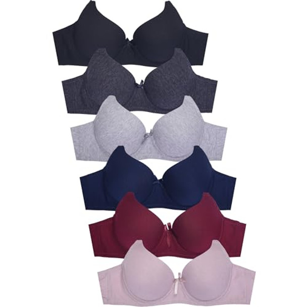 BR4307P MAMIA WOMEN'S BASIC PLAIN BRAS PACK OF 6 34C - ASSORTED COLORS New BR4307P MAMIA WOMEN'S BASIC PLAIN BRAS PACK OF 6 34C - ASSORTED COLORS New