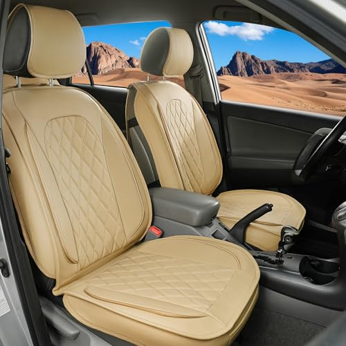 LINGVIDO FAUX LEATHER AUTOMOTIVE SEATS COVERS CARSEAT PROTECTOR 5P BEIGE