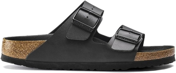BIRKENSTOCK MEN'S ARIZONA BIRKO-FLOR TWO STRAP SLIDES/SANDALS LEATHER 11 - BLACK New
