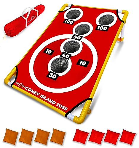 SWOOC GAMES - CONEY ISLAND TOSS™ ARCADE STYLE CORNHOLE BOARD - RED