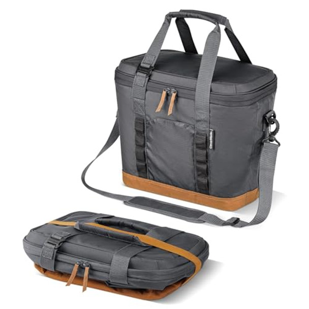 CleverMade Pacifica Collapsible Insulated Cooler Bag – Grizzly Bear Brown