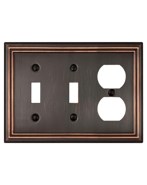 ZILLSEA METAL WALL PLATE 2 TOGGEL 1 DUPLEX SWITCH PLATES 3-GANG 1 PACK - BRONZE