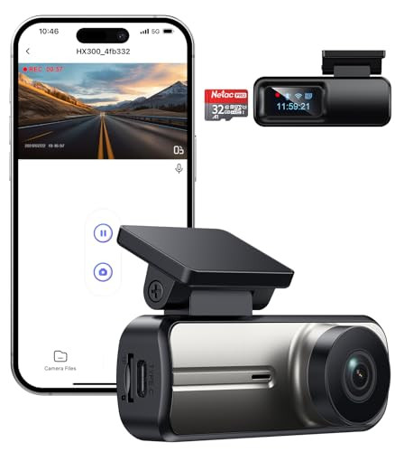 TECIVAL DASH CAM FRONT WIFI FHD 1080P 32G SD CARD - BLACK