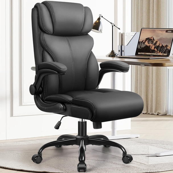 HEROSET OFFICE CHAIR DESK CHAIRS EXECUTIVE BREATHABLE LEATHER MATTE BLACK