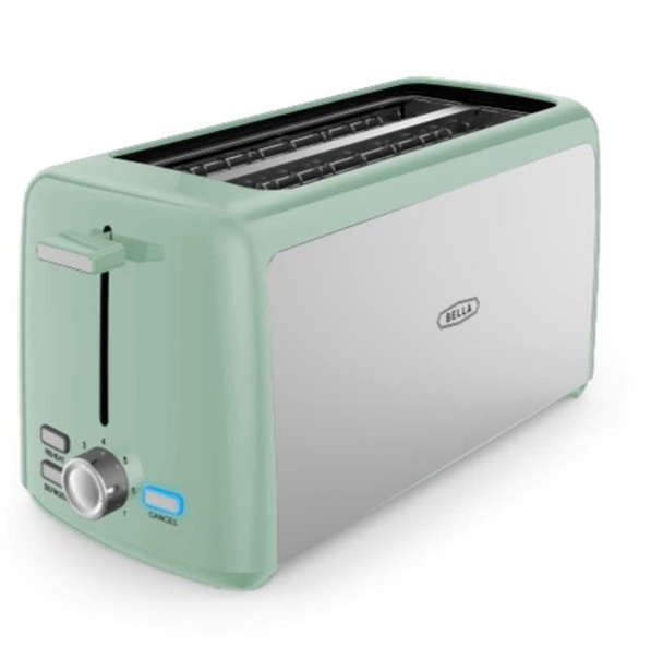 BELLA 4 SLICE TOASTER LONG SLOT REMOVABLE TRAY 7 SHADING TA7402-UL - SAGE