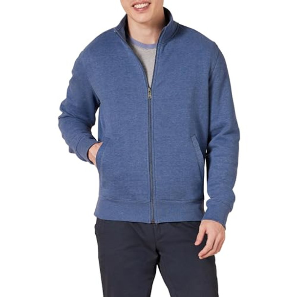 AMAZON ESSENTIALS MEN'S SWEATSHIRT MOCK NECK FLEECE ZIP UP SIZE L - BLUE HEATHER New AMAZON ESSENTIALS MEN'S SWEATSHIRT MOCK NECK FLEECE ZIP UP SIZE L - BLUE HEATHER New