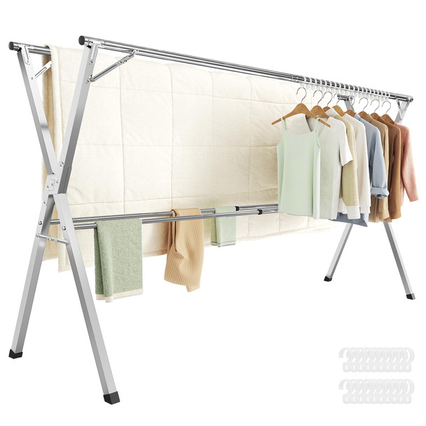SONGMICS ULLR903E01 CLOTHES DRYING RACK, 56.3-93.7" Extendable, Dove Gray SONGMICS ULLR903E01 CLOTHES DRYING RACK, 56.3-93.7" Extendable, Dove Gray