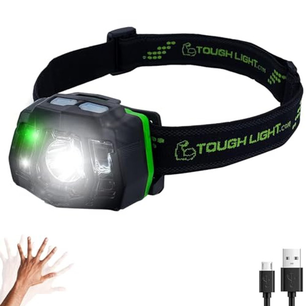 TOUGH LIGHT USB RECHARGEABLE LED HEADLAMP FLASHLIGHT WATERPROOF - GREEN TOUGH LIGHT USB RECHARGEABLE LED HEADLAMP FLASHLIGHT WATERPROOF - GREEN
