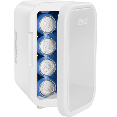 ICEMAN PORTABLE MINI FRIDGE, COOLER, RJ48-V2-8-WHITE - WHITE