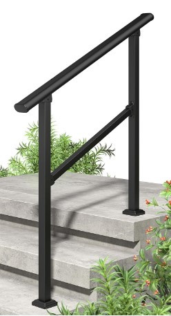 ARTI-LIFE 3 STEP HANDRAILS FOR OUTDOOR STEPS, 1 PIECE - MATTE BLACK